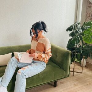 Striped orange and Cream Women's Sweater